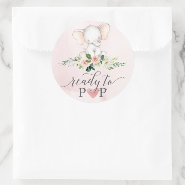 Eléphant Rose Prêt À Pop Baby Favoriser Stickers (Sac)