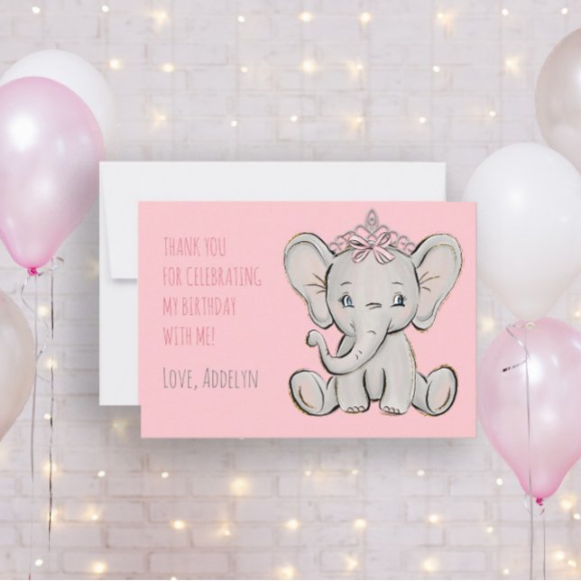 Éléphant Rose Princesse Anniversaire Merci (Créateur téléchargé)
