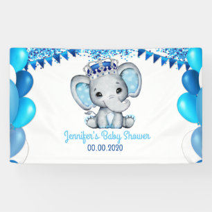 Éléphant royal avec Baby shower de bannières bleu