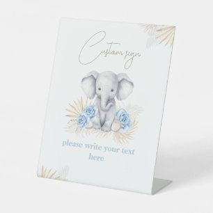 Elephant Safari Boho Baby shower bleu Panneau pers