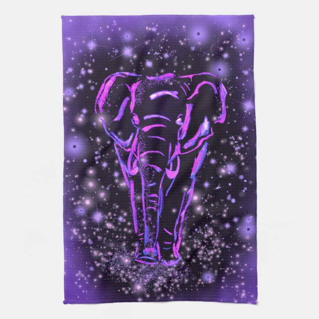 Eléphant Serviette de cuisine violet rose rose éto (Vertical)