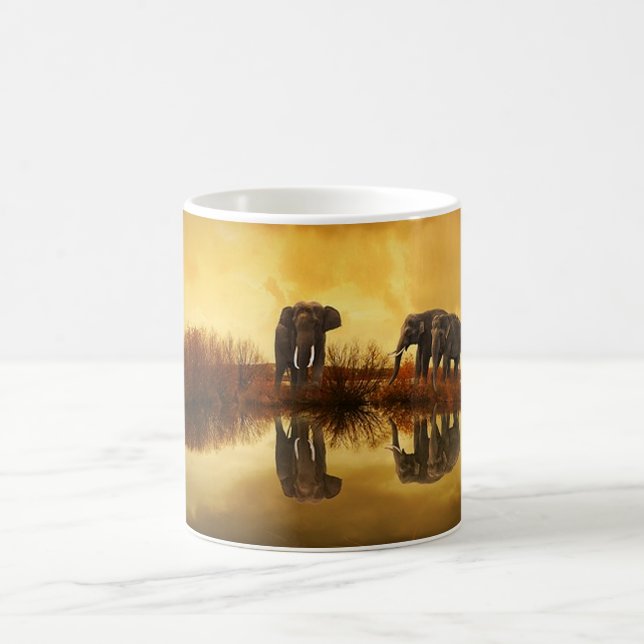Elephant Trio Wildlife Coffee Mug (Centre)