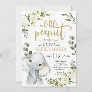 Elephant Vert Arachide Baby shower Invitation