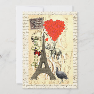 éléphant vintage et ballons rouges