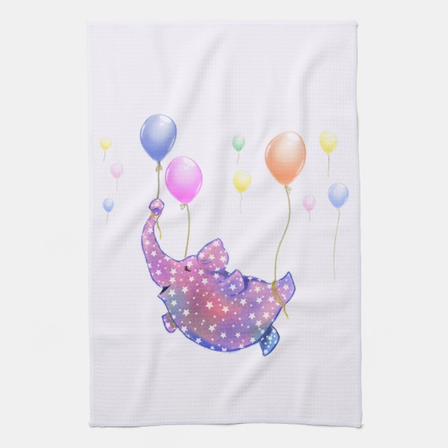 Eléphant Volant Serviette de cuisine Ballons color (Vertical)
