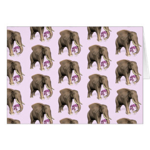 Elephant With Pink Orchid