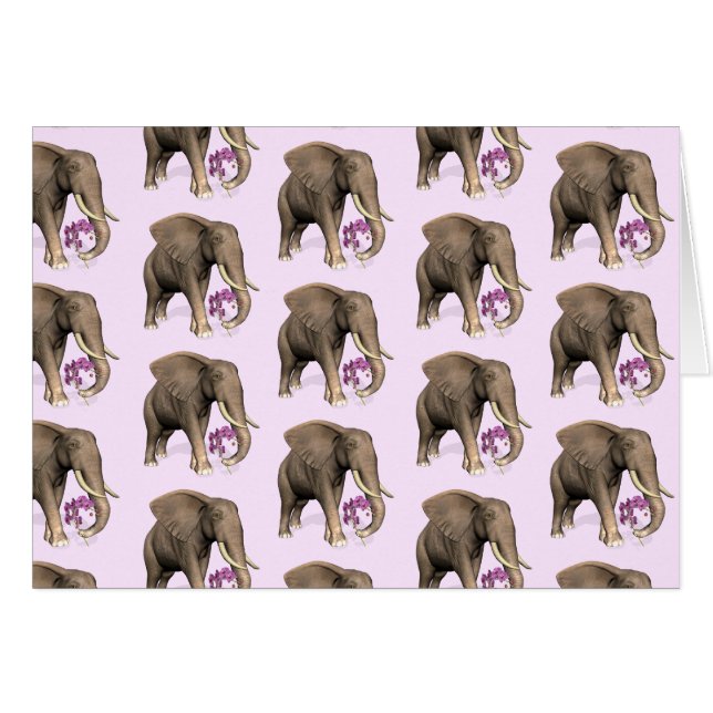 Elephant With Pink Orchid (Devant horizontal)