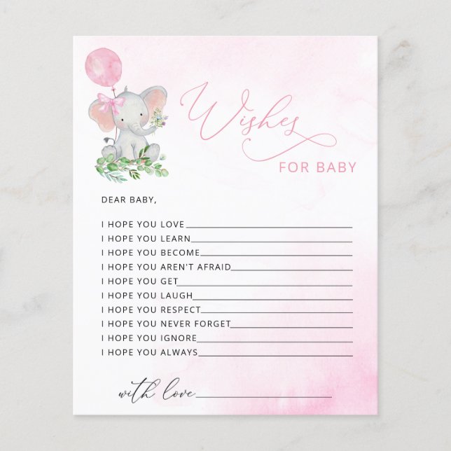 Elephant Wives for Baby shower Game Card (Devant)