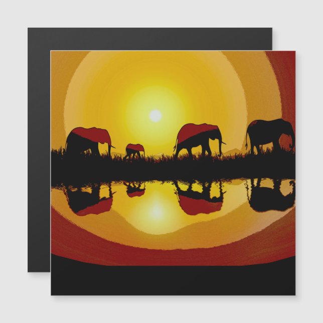 Eléphants africains couchés de soleil (Devant / Derrière)