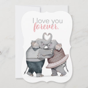 Eléphants amoureux Carte de vacances à plat