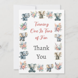 Eléphants & Boho Jungle Flowers Carte de remerciem