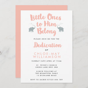 Elephants Christian Dedication Invitation   Corail
