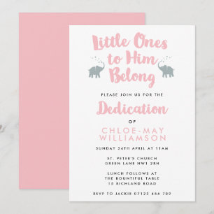 Elephants Christian Dedication Invitation   Rose