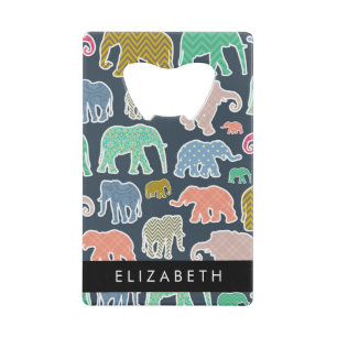 Eléphants colorés, Motif d'éléphants, Votre nom