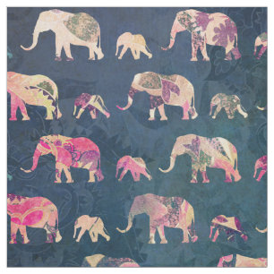 Éléphants colorés, tissu