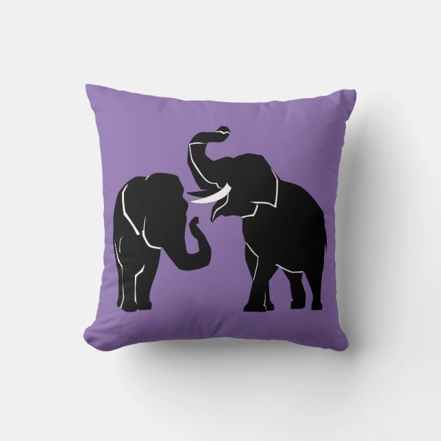 Eléphants Couple Jeu Oreiller - Couleurs Personnal (Recto)