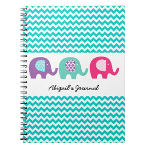 Éléphants de Chevron sur le carnet personnalisé
