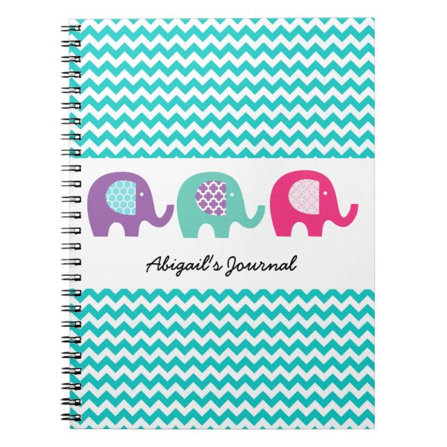 Éléphants de Chevron sur le carnet personnalisé (Devant)