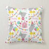 Eléphants de cirque fille Coussin personnalisé