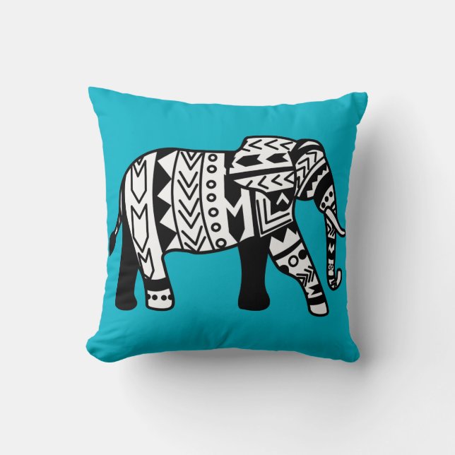 Eléphants de marche tribaux oreiller à lancer sur  (Recto)