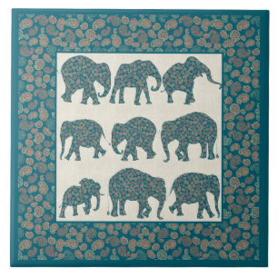 Éléphants de Paisley sur le carreau de céramiqu