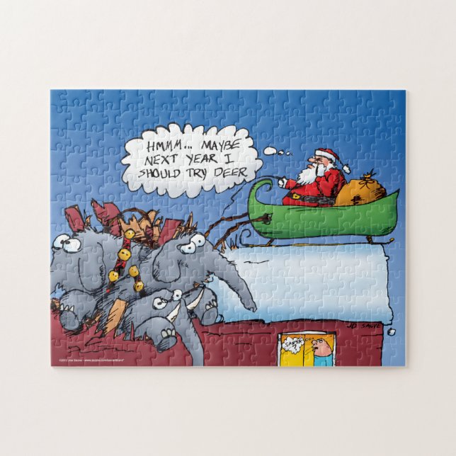 Éléphants du Père Noël Puzzle de Vacances Amusant (Horizontal)