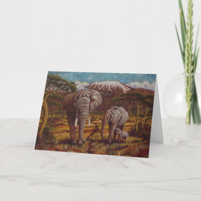 Éléphants et carte de voeux de Kilimanjaro (Devant)