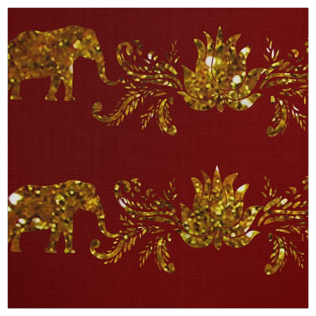 Éléphants et tissu de Lotus (Échantillon)