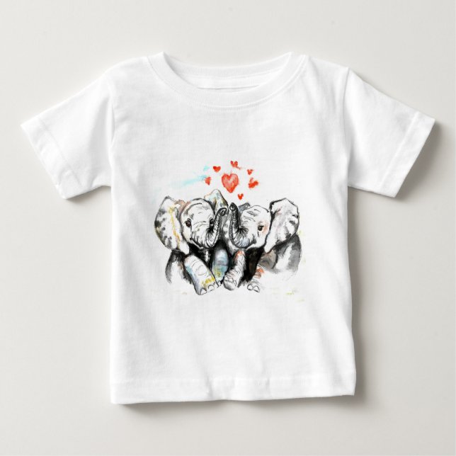 Elephants Famille Bébé T-Shirt Peindre l'amour (Devant)