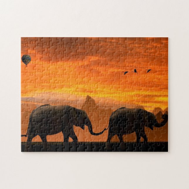 Eléphants Famille Jigsaw Puzzle (Horizontal)
