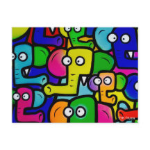 ELEPHANTS GRAFFITI Carte postale Ver.2