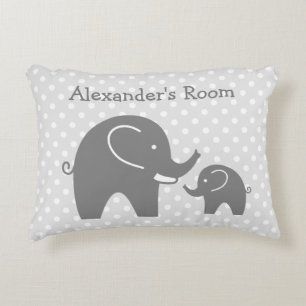 Eléphants gris mignons accent coussin pour la cham