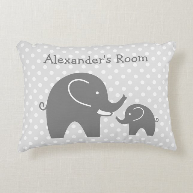 Eléphants gris mignons accent coussin pour la cham (Devant)