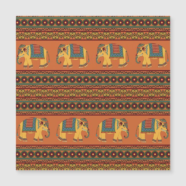 Eléphants Indiens, Orange Traditionnel Sans Seamle (Devant)