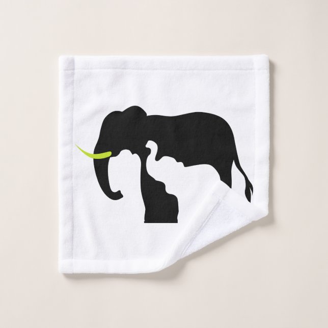 Éléphants noirs et blancs (Gant de toilette)