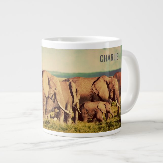Eléphants nom personnalisé bonbon mug (Devant droit)