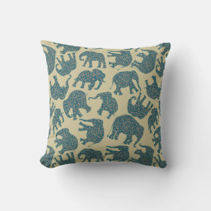 Eléphants Paisley Ditzy sur Coussin beige ou couss