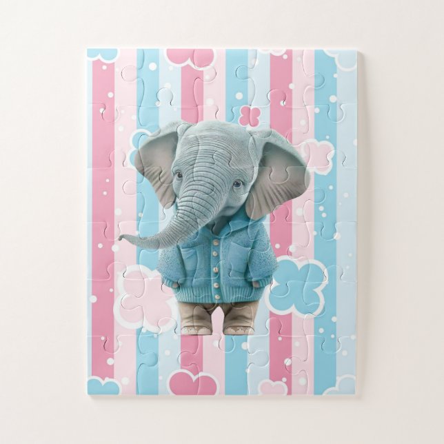 Éléphants Puzzles de Couleurs Pastel Mignonnes  (Vertical)