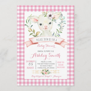 élevage de moutons baby shower invitation fille ro
