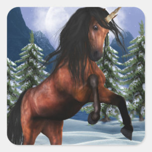 Élevage des autocollants de licorne de châtaigne