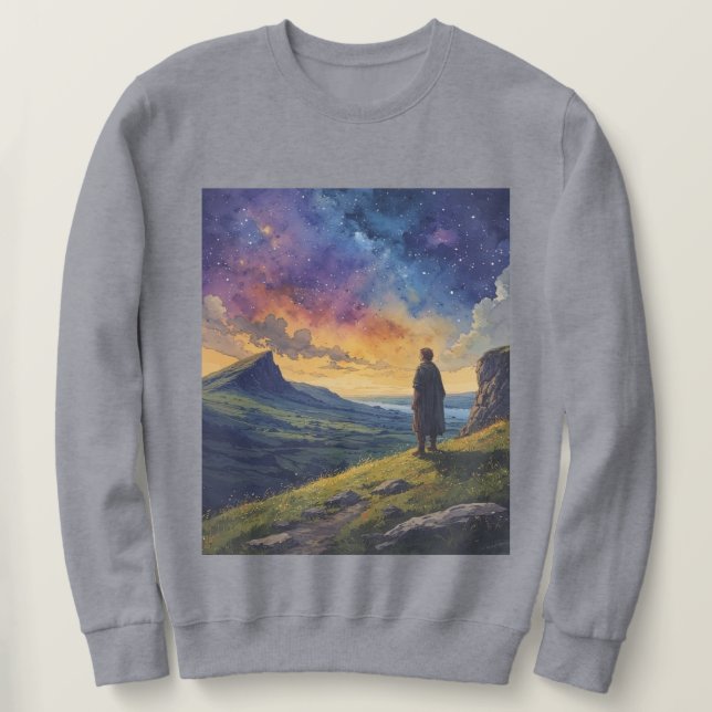 Elf Ancient Ireland Under the Night Sky Sweatshirt (Design devant)