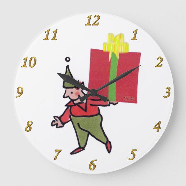 Elf avec horloge murale boîte rouge (Recto)