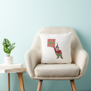 Elf avec Polka Dot carré cadeau lancer oreiller