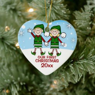 Elf Couple Premier Ornement de Noël