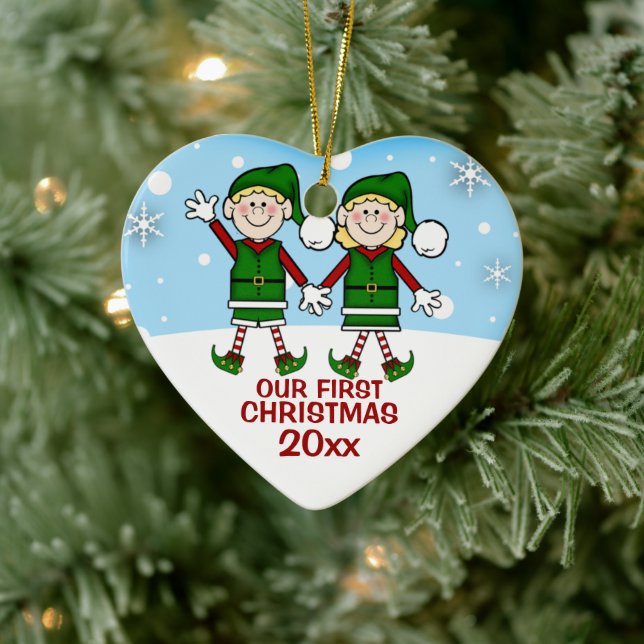 Elf Couple Premier Ornement de Noël (Arbre)