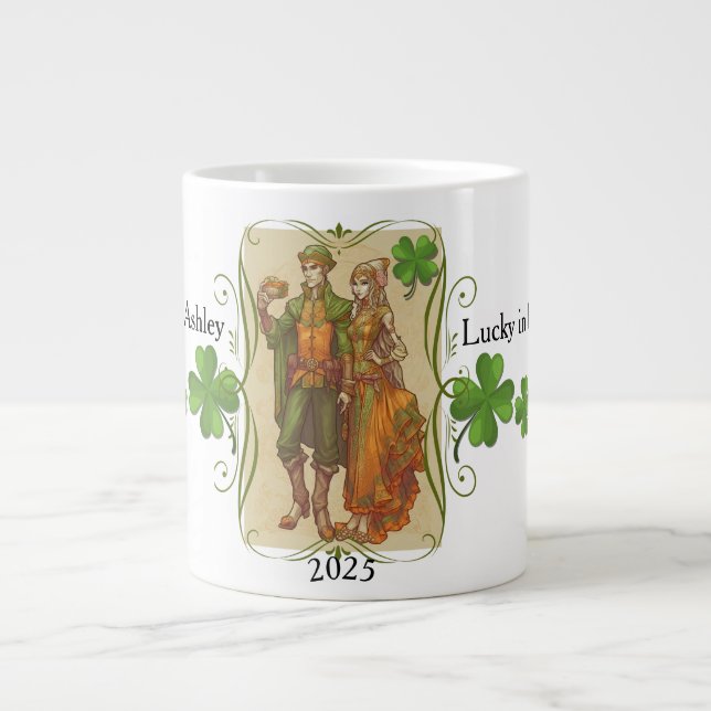 Elf Couple St Patrick Day Mug Cadeau Pour Elle (Devant)