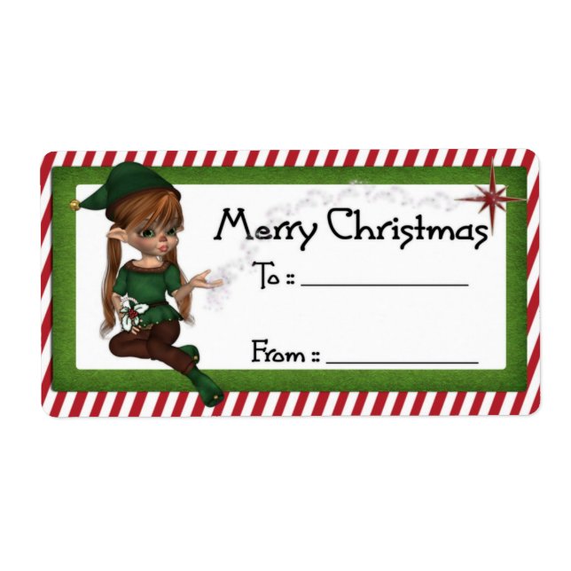 Elf de Noël D5 :: Imaginaire Étiquette cadeau de N (Devant)
