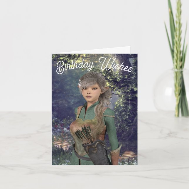 Elf Maiden dans les bois Carte d'anniversaire (Devant)