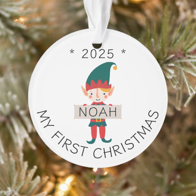 Elf mignon Mon premier Noël Nom personnalisé (Arbre)