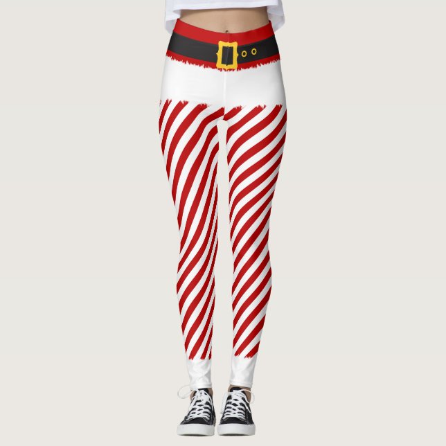 Elf Red Stripes Costume de Noël Leggings (Devant)